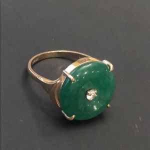 🎉Price Drop🎉Gold & Jade ring w/ Diamond sz7
